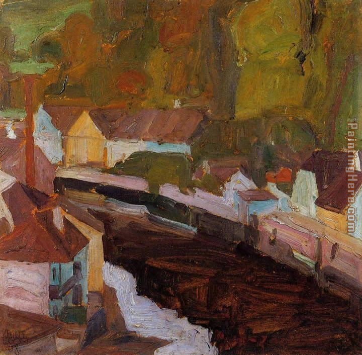 Village by the River painting - Egon Schiele Village by the River art painting